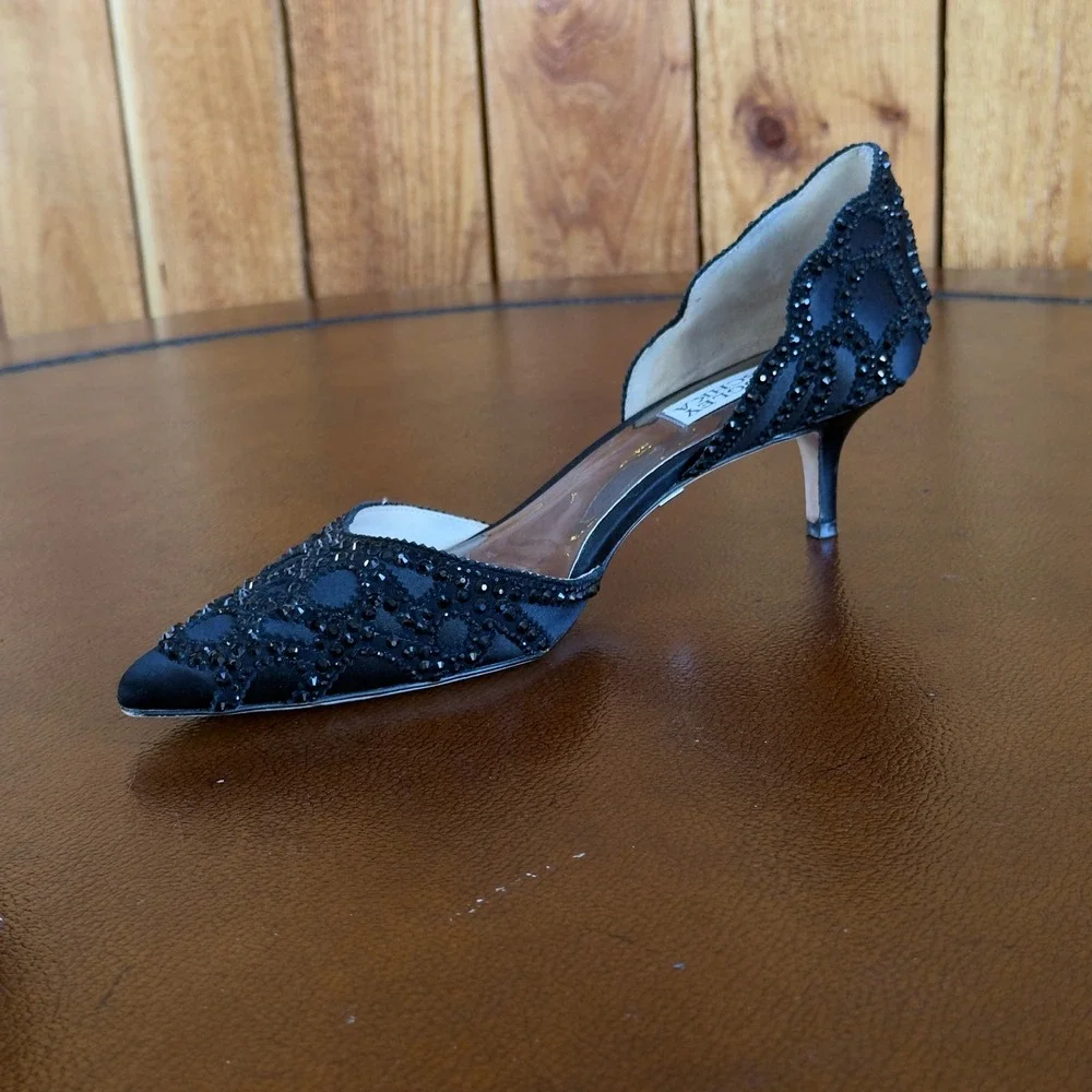 Bagley Mischka Ginny Black Embellished Pointed Toe Dress Pumps Evening Shoes 8‎